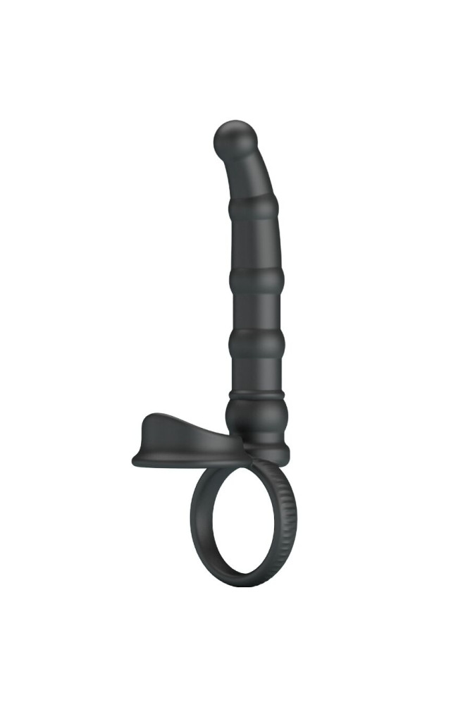 PRETTY LOVE - TATUM ANELLO PER PENE VIBRANTE CON TAPPO 10 VIBRAZIONI NERO