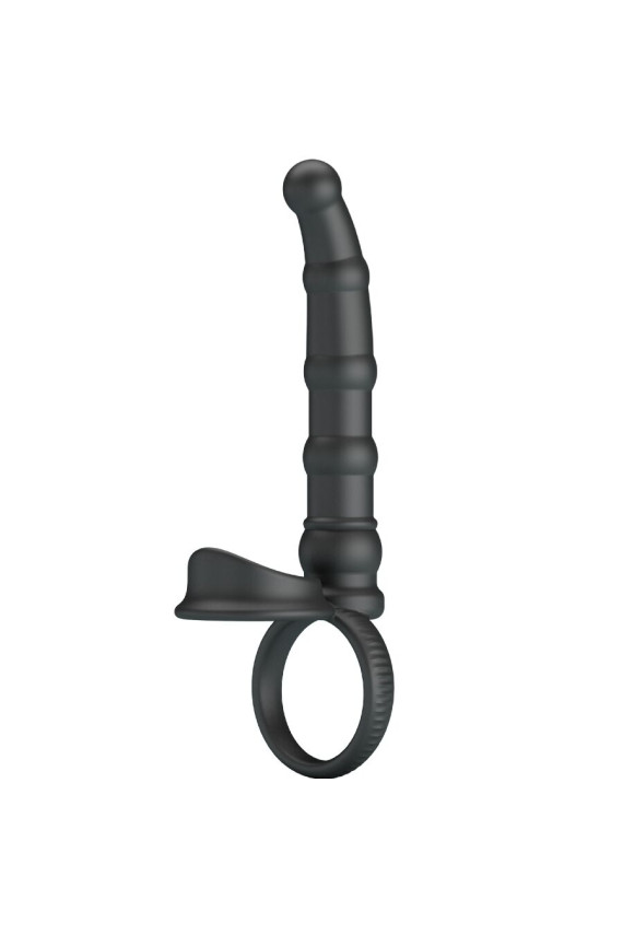 PRETTY LOVE - TATUM ANELLO PER PENE VIBRANTE CON TAPPO 10 VIBRAZIONI NERO