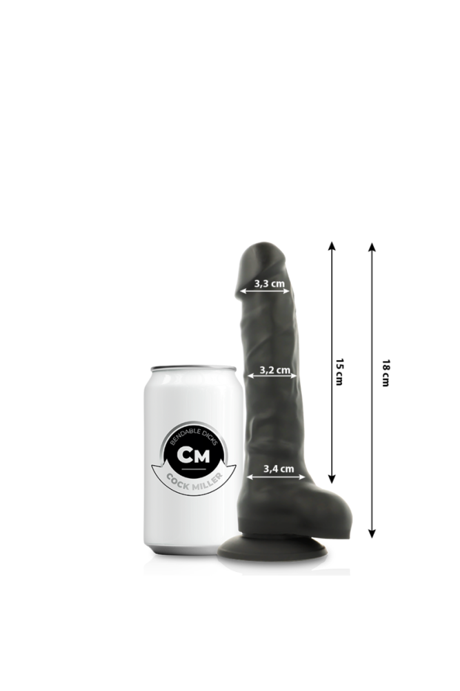 COCK MILLER - DILDO REALISTICO IN SILICONE DENSITÀ ARTICOLABILE NERO 18 CM