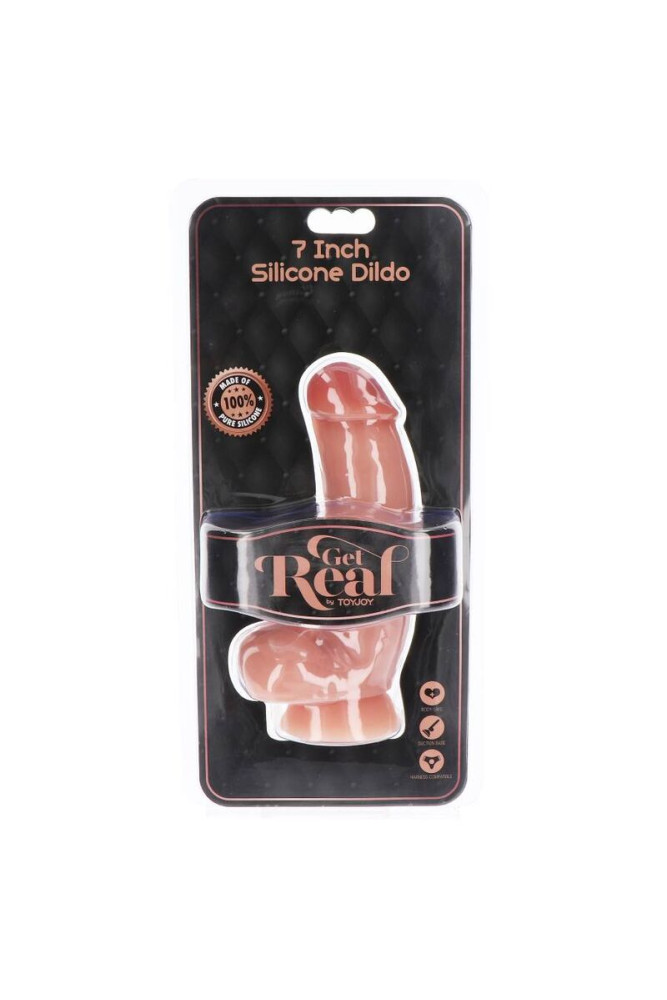 GET REAL - DILDO IN SILICONE 18 CM CON PALLE IN PELLE