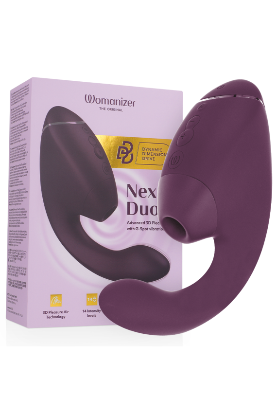 WOMANIZER - DUO NEXT STIMOLATORE DOPPIO CLITORIDEO E PUNTO G VIOLA SCURO