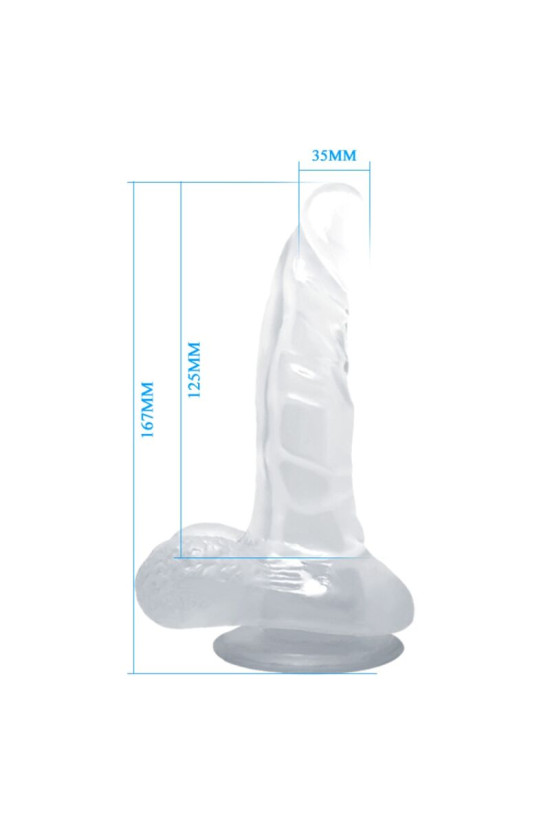 BAILE - DILDO REALISTICO CON VENTOSA E TESTICOLI 16.7 CM TRASPARENTE