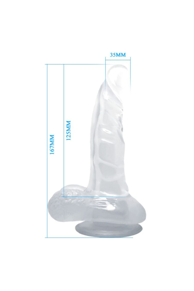 BAILE - DILDO REALISTICO CON VENTOSA E TESTICOLI 16.7 CM TRASPARENTE