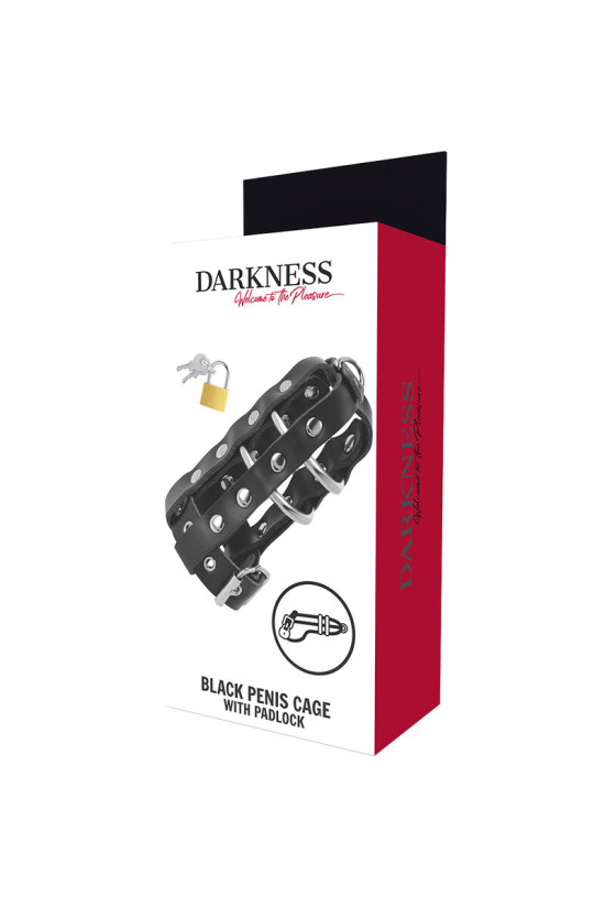 DARKNESS - GABBIA DI CASTIT IN PELLE CON SERRATURA