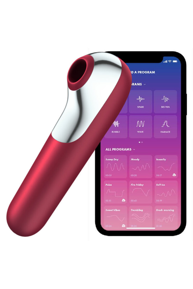 SATISFYER - VIBRATORE E VENTOSA DUAL LOVE CON ARIA PULSATA ROSSO
