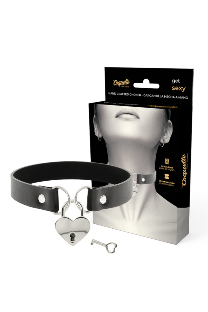 COQUETTE CHIC DESIRE - COLLANA IN PELLE VEGANA CON ACCESSORIO CUORE CON CHIAVE