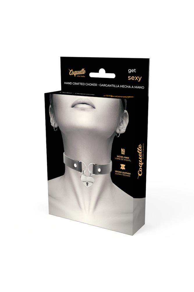 COQUETTE CHIC DESIRE - COLLANA IN PELLE VEGANA CON ACCESSORIO CUORE CON CHIAVE