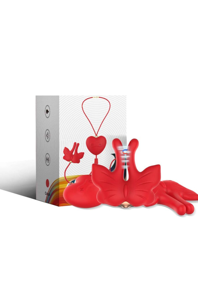 ARMONY - MORSETTI PER CAPEZZOLI MAGNETICI CON VIBRAZIONE A FORMA DI FARFALLA ROSSI