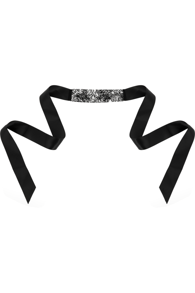 COQUETTE CHIC DESIRE - MASCHERA IN PIZZO NERO CON NASTRO