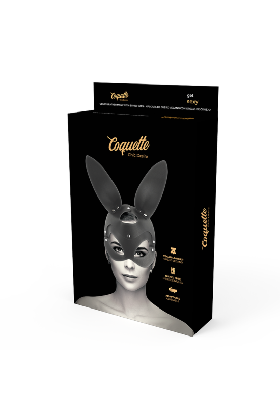COQUETTE CHIC DESIRE - MASCHERA VEGANA IN PELLE CON ORECCHIE DI CONIGLIO