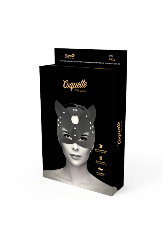 COQUETTE CHIC DESIRE - MASCHERA VEGANA IN PELLE CON ORECCHIE DI GATTO