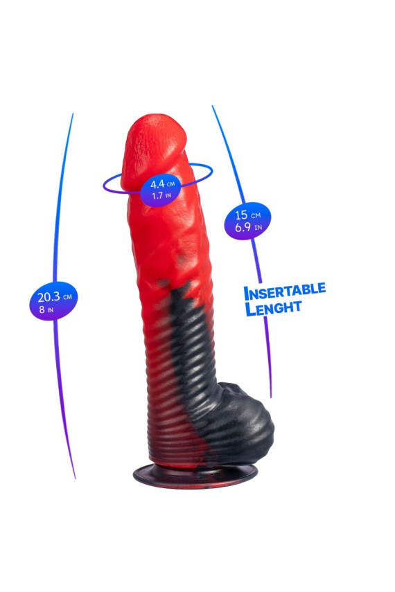 SILEXD - DEVIL DILDO FANTASY SILICONE LIQUIDO TERMOREATTIVO ROSSO NERO 20