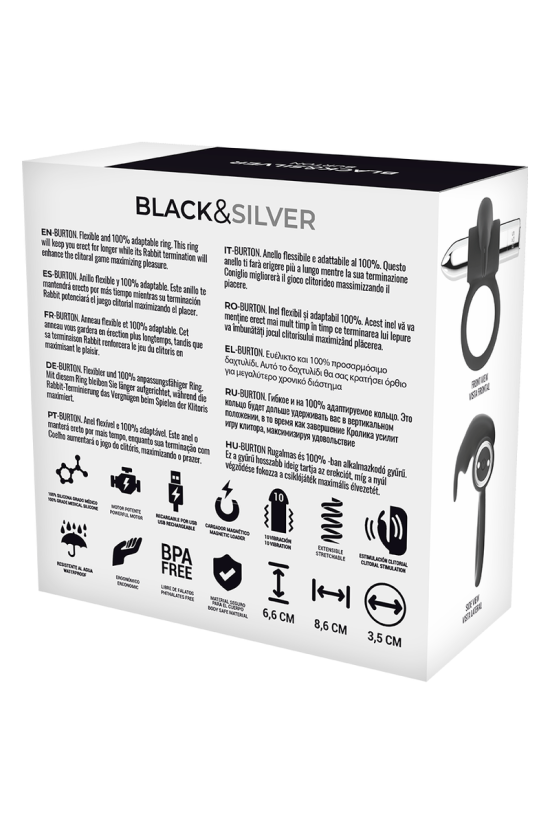 BLACK&SILVER - ANELLO RICARICABILE BURTON 10 MODALITÀ DI VIBRAZIONE