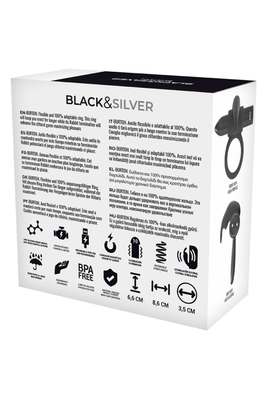 BLACK&SILVER - ANELLO BURTON 10 MODALITÀ DI VIBRAZIONE NERO