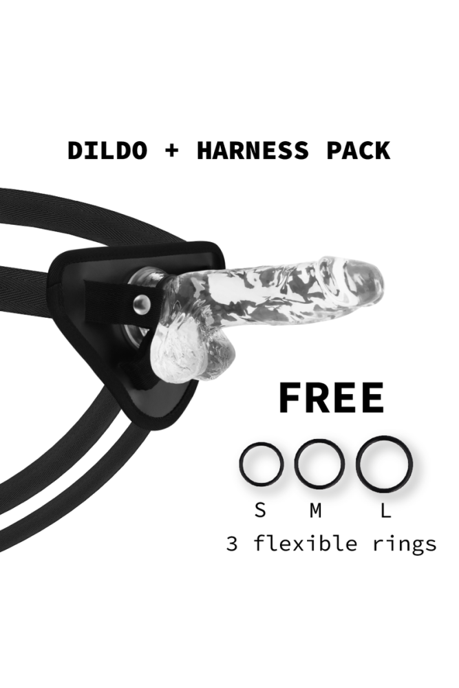 X RAY - IMBRACATURA + CAZZO TRASPARENTE CON SFERE 15.5 CM -O- 3.5 CM