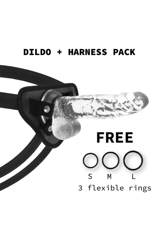 X RAY - IMBRACATURA + CAZZO TRASPARENTE CON SFERE 20 CM -O- 4.5 CM