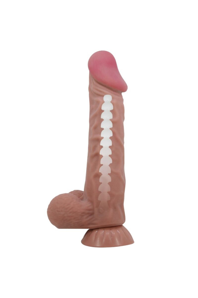 PRETTY LOVE - DILDO REALISTICO SLIDING SKIN SERIES CON VENTOSA SCORREVOLE DELLA PELLE MARRONE 24 CM