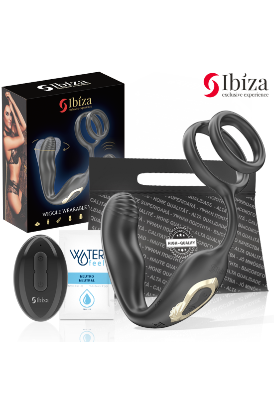 IBIZA - WIGGLE PLUG ANALE ROTANTE TELECOMANDATO CON VIBRAZIONE PERINEALE E ANELLI PER L'ESTENSIONE DEL PENE