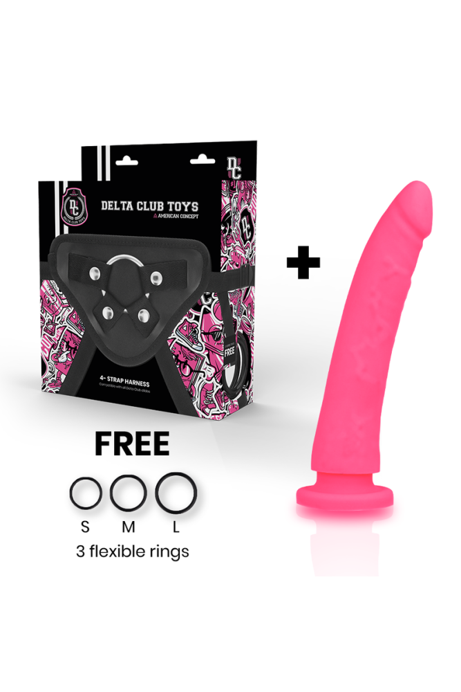 DELTA CLUB - TOYS IMBRACATURA + DONG SILICONE ROSA 17 CM -O- 3 CM