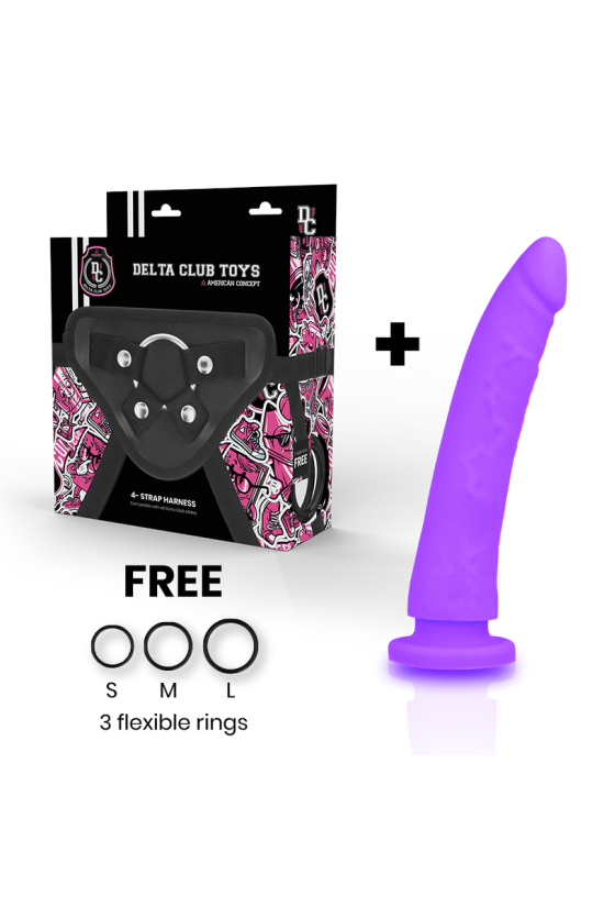 DELTA CLUB - TOYS IMBRACATURA + DONG SILICONE VIOLA 17 CM -O- 3 CM