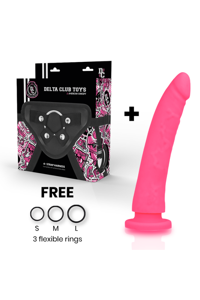 DELTA CLUB - TOYS IMBRACATURA + DONG SILICONE ROSA 20 CM -O- 4 CM