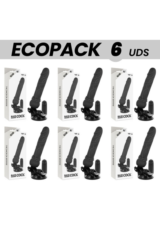 ECOPACK 6 UNIT - BASECOCK VIBRATORE REALISTICO TELECOMANDO NERO 19.5 CM -O- 4 CM