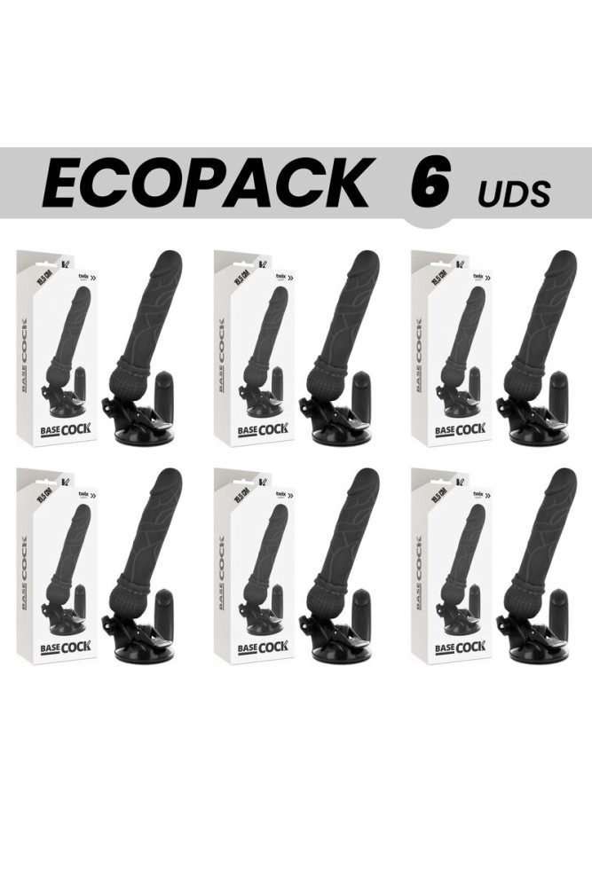 ECOPACK 6 UNIT - BASECOCK VIBRATORE REALISTICO TELECOMANDO NERO 19.5 CM -O- 4 CM