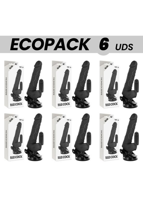 ECOPACK 6 UNIT - BASECOCK VIBRATORE REALISTICO TELECOMANDO NERO 18.5 CM -O- 4CM