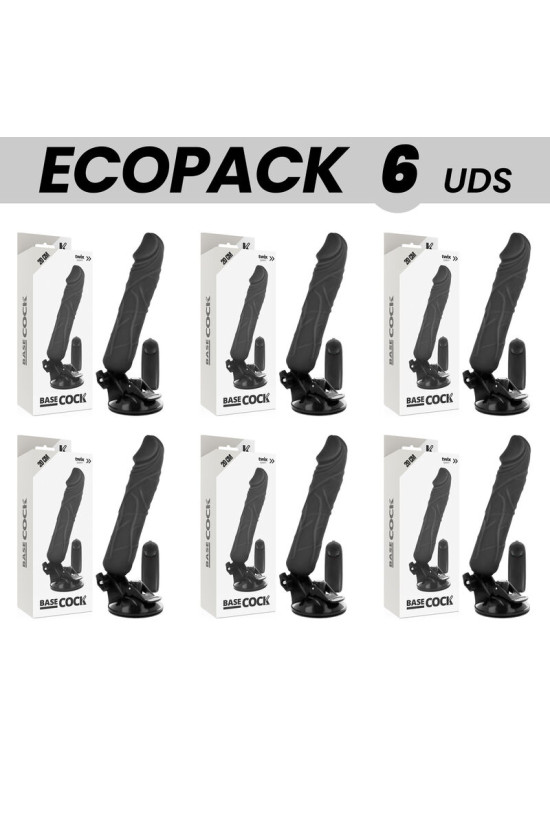 ECOPACK 6 UNIT - BASECOCK VIBRATORE REALISTICO TELECOMANDO NERO 20 CM -O- 4 CM