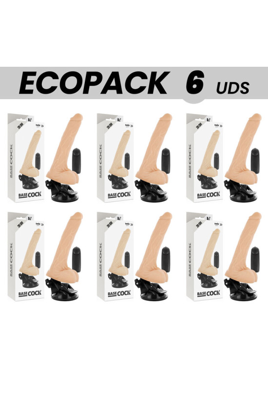 ECOPACK 6 UNIT - BASECOCK VIBRATORE TELECOMANDO NATURALE REALISTICO CON TESTICOLI 20 CM -O- 4 CM