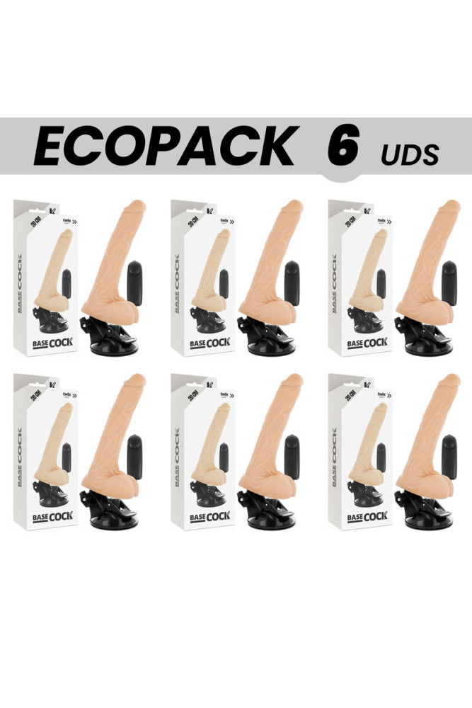 ECOPACK 6 UNIT - BASECOCK VIBRATORE TELECOMANDO NATURALE REALISTICO CON TESTICOLI 20 CM -O- 4 CM