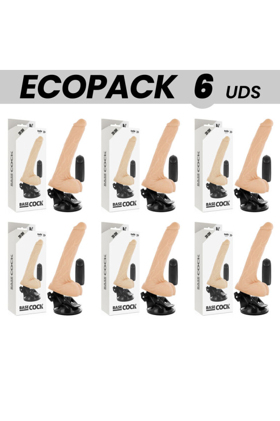 ECOPACK 6 UNIT - BASECOCK VIBRATORE TELECOMANDO NATURALE REALISTICO CON TESTICOLI 20 CM -O- 4 CM