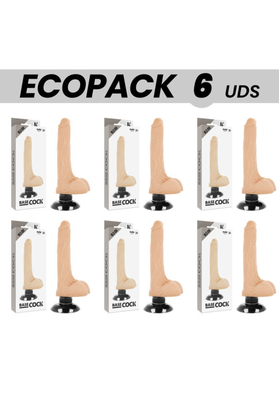 ECOPACK 6 UNIT - BASECOCK VIBRATORE REALISTICO 2-1 NATURALE 18.5 CM -O- 4 CM