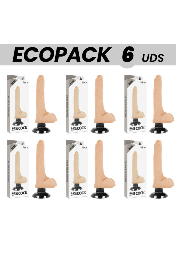 ECOPACK 6 UNIT - BASECOCK VIBRATORE REALISTICO 2-1 NATURALE 18.5 CM -O- 4 CM