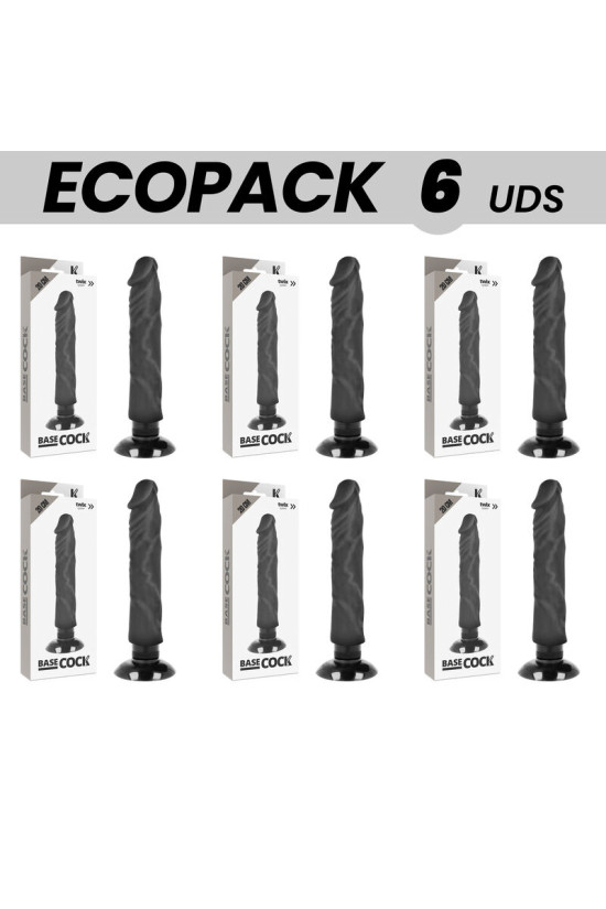 ECOPACK 6 UNIT - BASECOCK VIBRATORE REALISTICO 2-1 NERO 20 CM -O- 4 CM