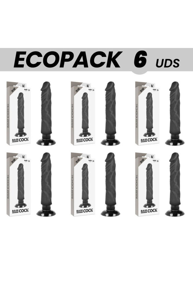 ECOPACK 6 UNIT - BASECOCK VIBRATORE REALISTICO 2-1 NERO 20 CM -O- 4 CM
