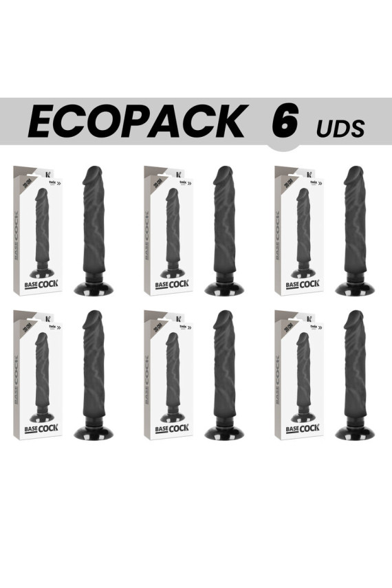 ECOPACK 6 UNIT - BASECOCK VIBRATORE REALISTICO 2-1 NERO 20 CM -O- 4 CM