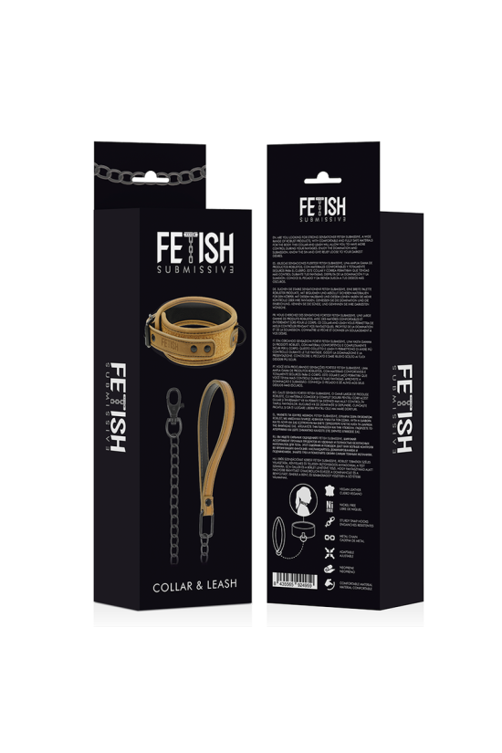 FETISH SUBMISSIVE ORIGIN - COLLANA A CATENA RIVESTITA IN NEOPRENE
