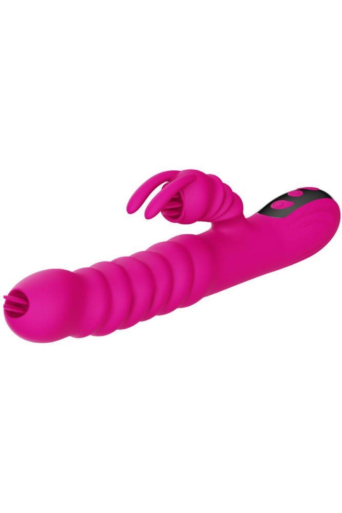 ARMONY - VIBRATORE MULTIFUNZIONE RABBIT DOUBLE TONGUE FUCSIA EFFETTO CALORE