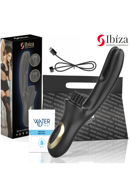 IBIZA - VIBRATORE CLITORIALE MULTICELLULARE E DOPPIA ONDA CON SPAZZOLA RABITT HI-TECH