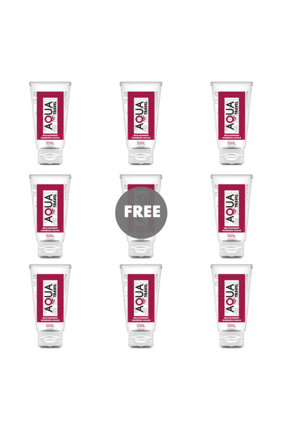 AQUA TRAVEL - LUBRIFICANTE ALL''ACQUA AL GUSTO DI LAMPONE SELVATICO - 50 ML 8+1 IN OMAGGIO