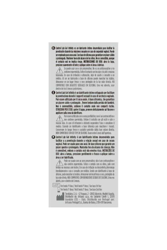 CONTROL - LUBRIFICANTE A BASE SILICONE INFINITY 75 ML