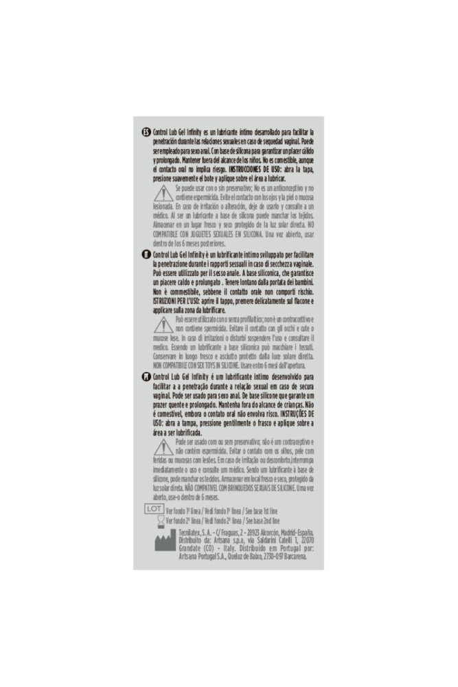 CONTROL - LUBRIFICANTE A BASE SILICONE INFINITY 75 ML