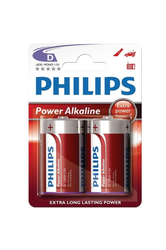 PHILIPS - POWER ALKALINE PILA D LR20 BLISTER * 2