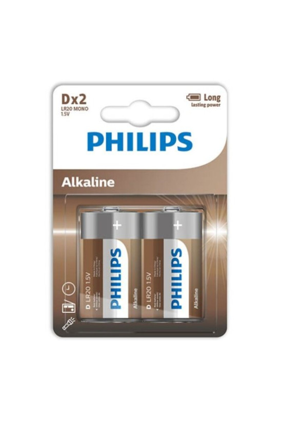 PHILIPS - BATTERIA ALCALINA D LR20 BLISTER*2