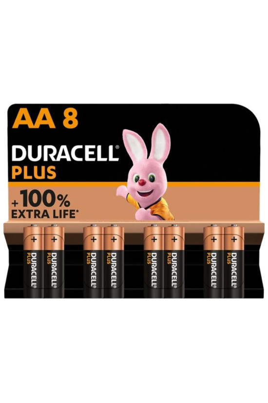 DURACELL - BATTERIA ALCALINA PLUS POWER 100 AA LR6 8 UNIT