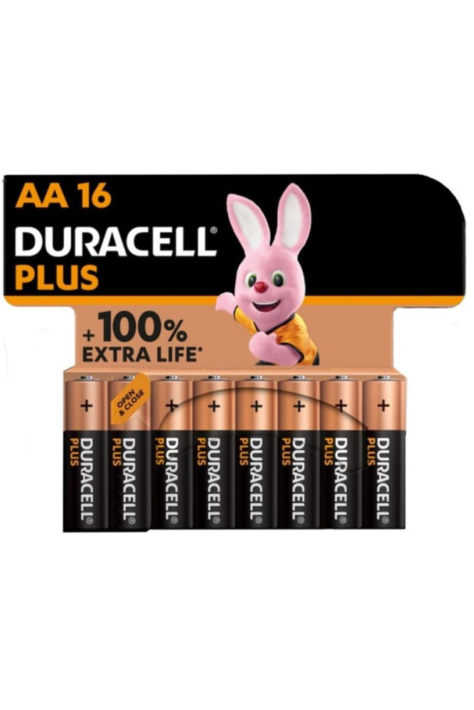 DURACELL - BATTERIA ALCALINA PLUS POWER 100 AA LR6 16 UNIT