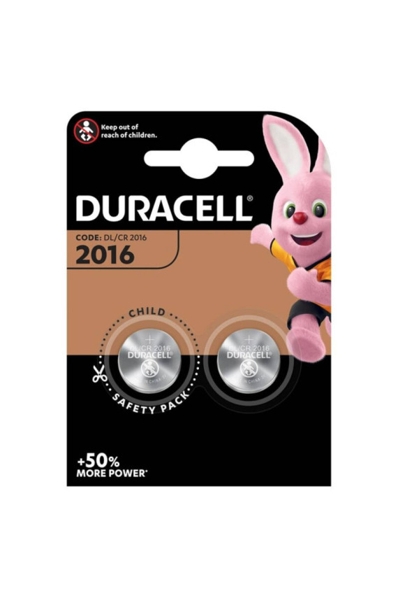 DURACELL - BATTERIA BOTTONE LITIO CR2016 3V 2 UNIT