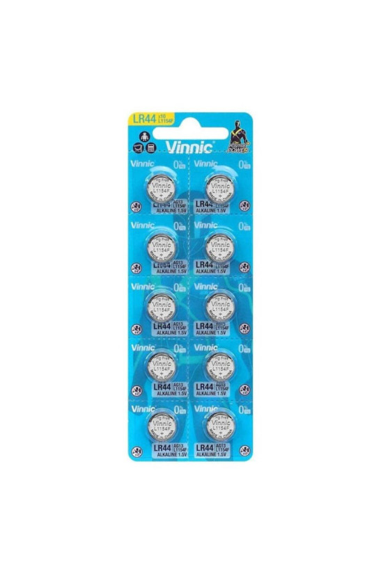 VINNIC - BATTERIA A BOTTONE ALCALINA AG13 L1154F LR44 BLISTER*10