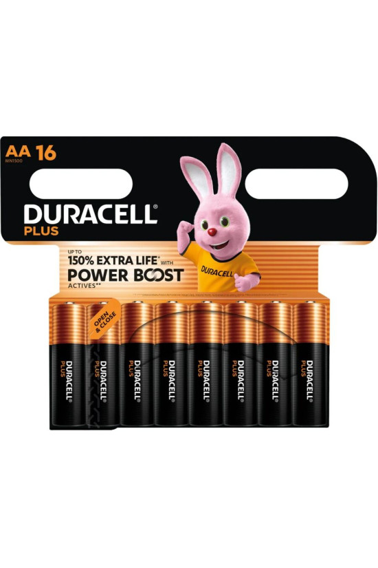 DURACELL - PLUS POWER BOOST BATTERIA ALCALINE AA LR6 BLISTER x 16